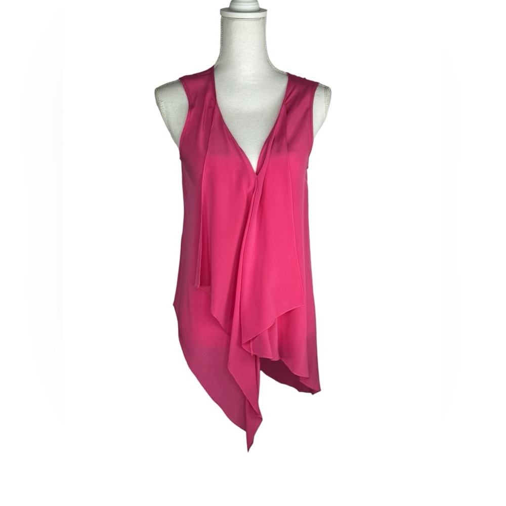 Ramy Brook Pink Asymmetrical 100% Silk Tank Camisole Sz Small